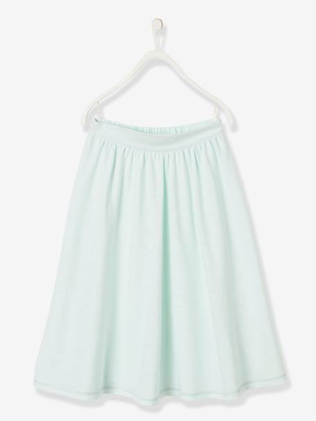 Long Skirt for Girls GREEN LIGHT SOLID WITH DESIGN 