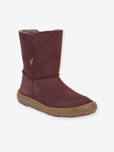 Barefoot TEX SUEDE FRODDO children's boots black+bordeaux red+gold+grey 