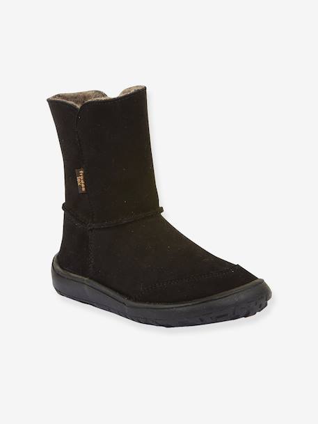 Barefoot TEX SUEDE FRODDO children's boots black+bordeaux red+gold+grey 