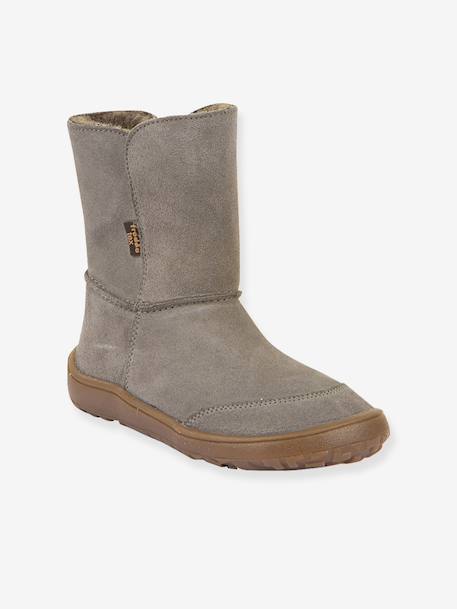 Barefoot TEX SUEDE FRODDO children's boots black+bordeaux red+gold+grey 