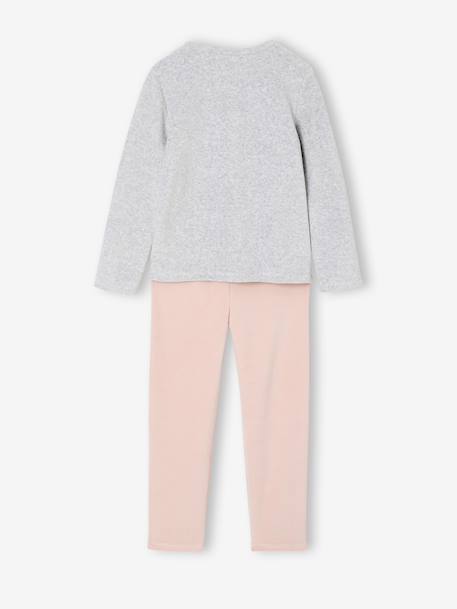Pack of 2 girls' velvet animal pyjamas marl grey 