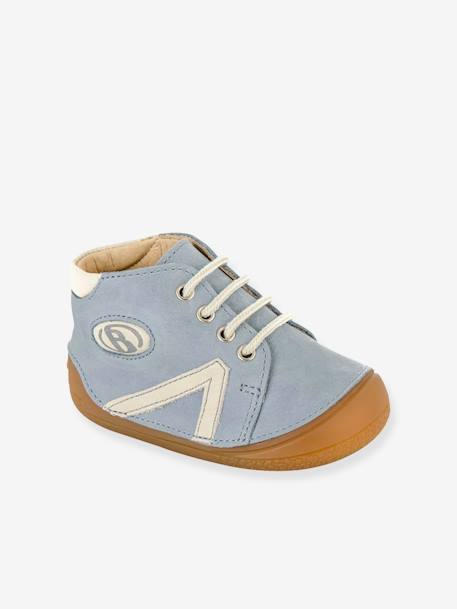 Lace-Up Leather Ankle Boots for Baby Boys, B1 by Babybotte® BLUE LIGHT SOLID 