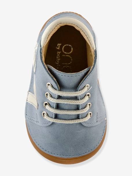 Lace-Up Leather Ankle Boots for Baby Boys, B1 by Babybotte® BLUE LIGHT SOLID 