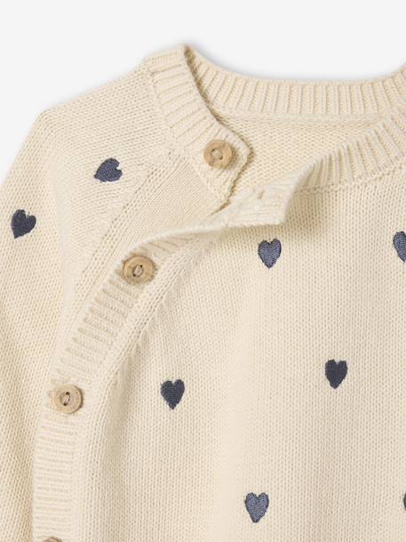 Jumper with Embroidered Little Hearts for Newborns ecru 