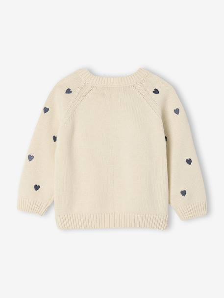 Jumper with Embroidered Little Hearts for Newborns ecru 