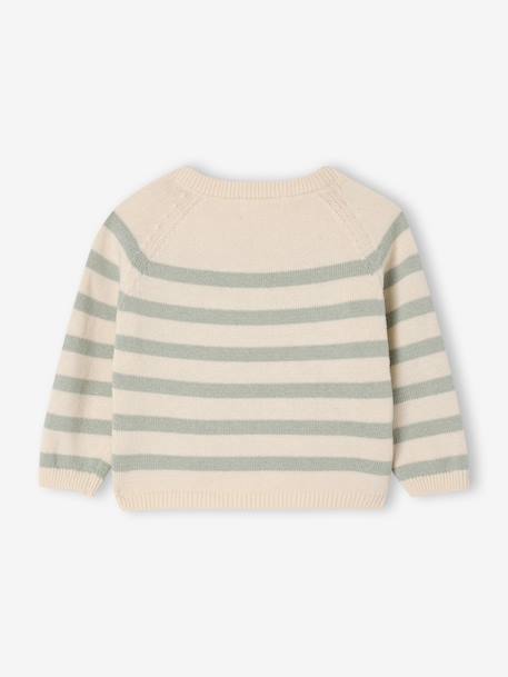 Striped Knitted Jumper with Fancy Pocket, for Newborns marl beige 