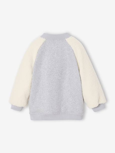 Dual-Fabric Bomber Jacket with Sherpa Sleeves for Girls marl grey 