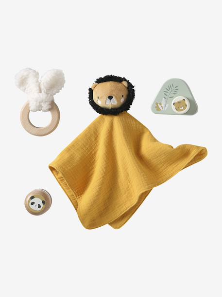 Baby Gift Set in Fabric & FSC® wood yellow 