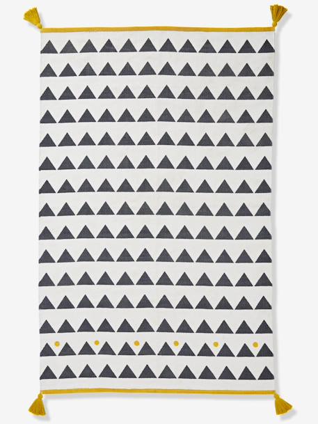 Rug with Tassels & Triangles White 