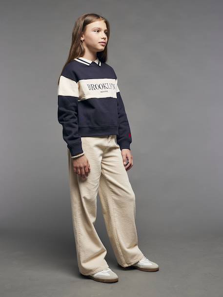 Polo-Neck Sweatshirt for Girls, JONEN navy blue 