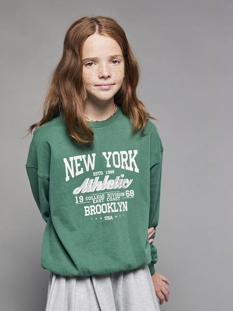 Sweatshirt with New York design for girls JONEN English green 