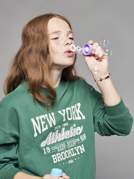 Sweatshirt with New York design for girls JONEN English green 