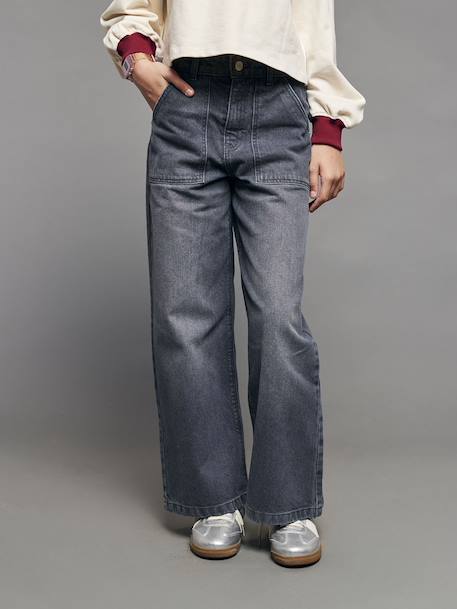 Wide-Leg Carpenter Trousers for Girls, JONEN deep blue+denim grey+medium blue 