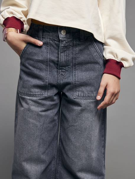 Wide-Leg Carpenter Trousers for Girls, JONEN deep blue+denim grey+medium blue 