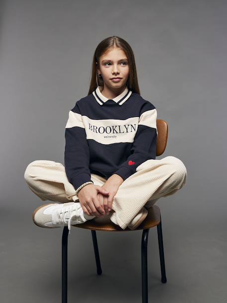 Polo-Neck Sweatshirt for Girls, JONEN navy blue 