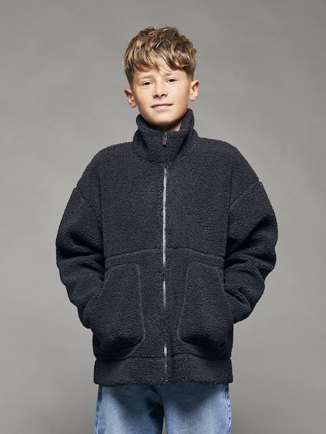 Long-Sleeved Sherpa Sweatshirt for Boys, JONEN anthracite 