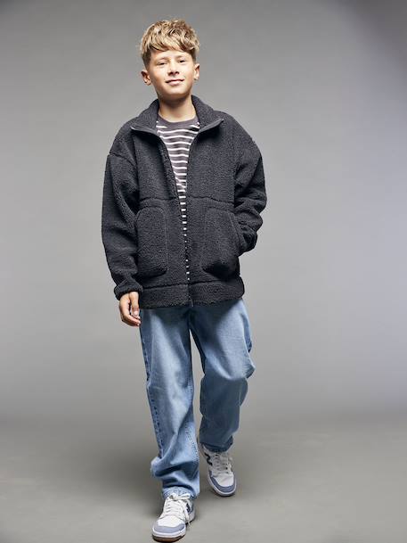 Long-Sleeved Sherpa Sweatshirt for Boys, JONEN anthracite 