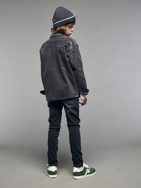 Reversible Flannel & Velour Shirt for Boys, JONEN anthracite 