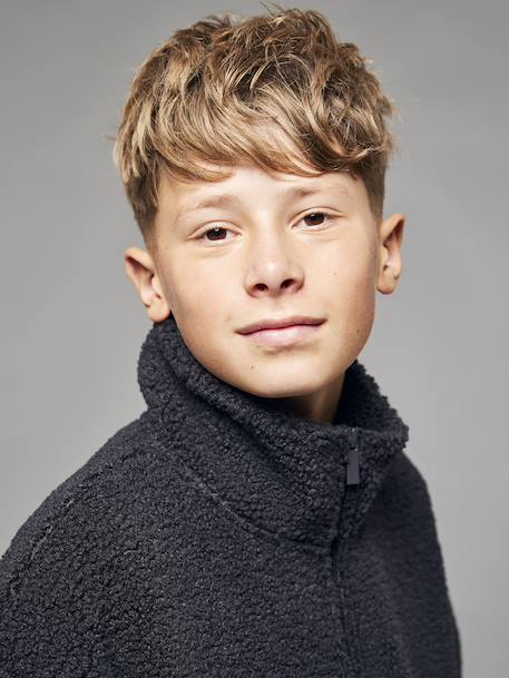 Long-Sleeved Sherpa Sweatshirt for Boys, JONEN anthracite 