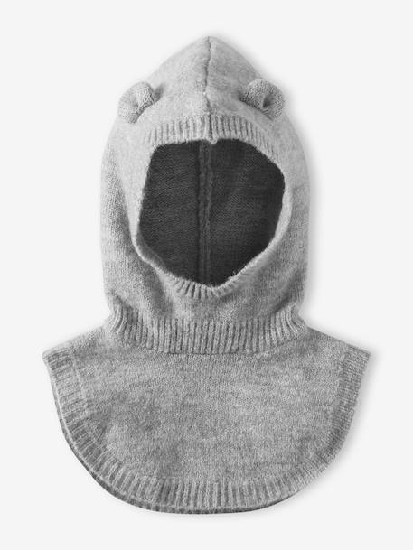 Jersey Knit Hood with Bib for Baby Girls marl beige+marl grey 