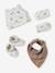 Beanie, mittens, scarf and slippers set for babies beige 