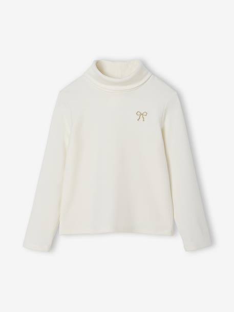 Fleece Knit Polo-Neck Jumper for Girls ecru 
