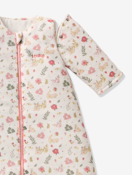 Baby sleeping bag with detachable long sleeves, ENCHANTED RABBIT printed white 