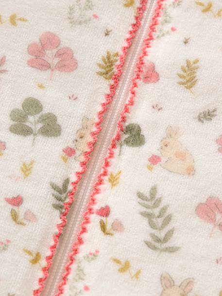 Baby sleeping bag with detachable long sleeves, ENCHANTED RABBIT printed white 