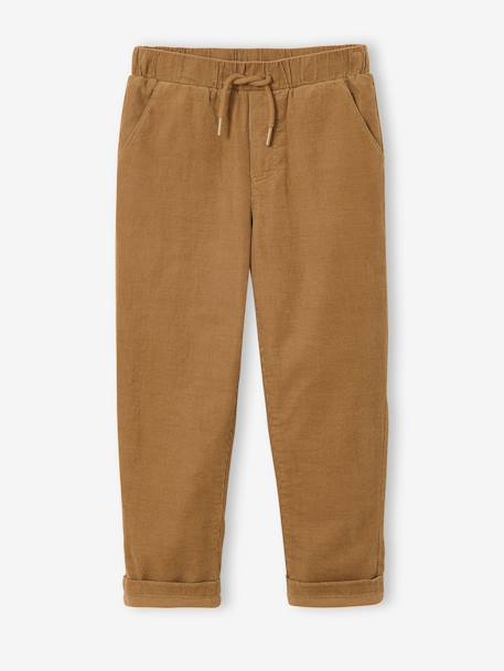 Corduroy Trousers with Adjustable Elasticated Waist for Boys pecan nut 