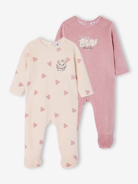 Pack of 2 Marie velvet sleepsuits soft lilac 