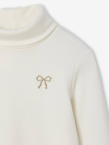 Fleece Knit Polo-Neck Jumper for Girls ecru 