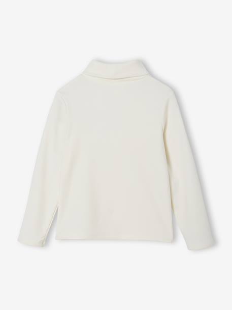 Fleece Knit Polo-Neck Jumper for Girls ecru 