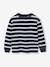 Striped Long-Sleeved T-Shirt for Boys bordeaux red+ecru+night blue 