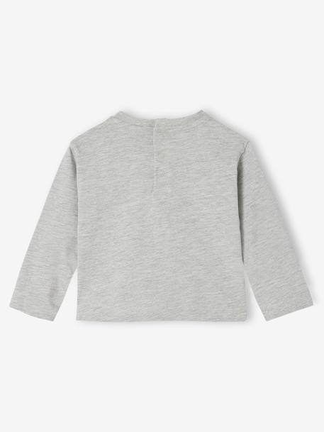 Long-sleeved baby t-shirt with placement print on the front marl grey 