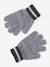 Boys' beanie + snood + gloves 'Mountains' set marl grey+night blue 