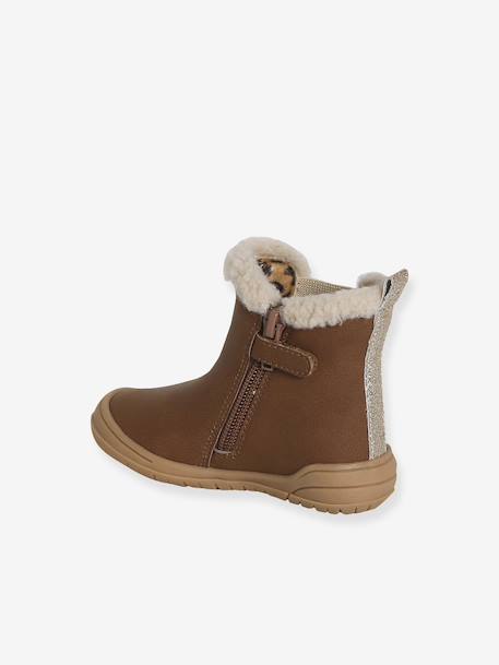 Girls' faux fur lined synthetic boots camel 