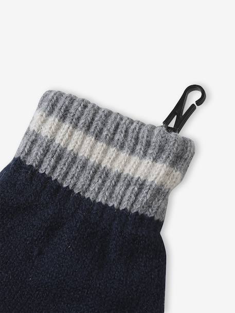 Boys' beanie + snood + gloves 'Mountains' set marl grey+night blue 