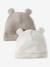 Pack of 2 Beanies with Bear Ears for Newborns ecru+pale blue+rosy 