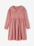Fancy collared knitted dress for girls blush+navy blue 