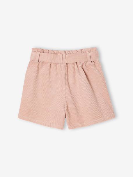 Girl's velvet paperbag shorts rosy 