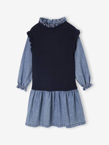 2-in-1 Dress for Girls navy blue 