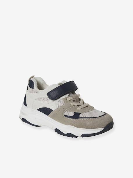 Trainers with elasticated laces and hook and loop fasteners for children, nursery collection ecru 