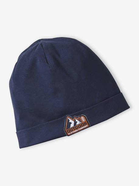 Boy's beanie + snood set 'Nature' navy blue 