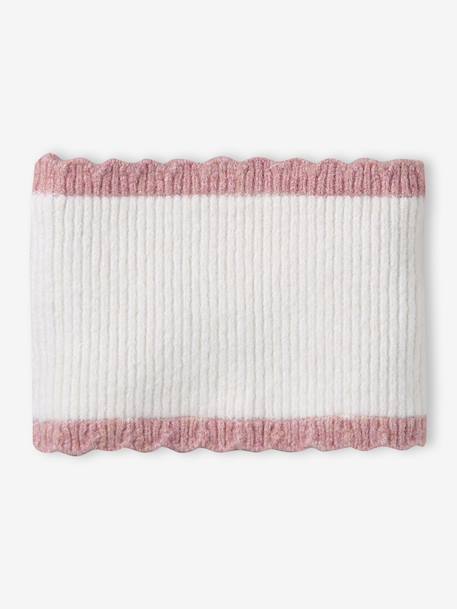 Girl's set: beanie + snood + mittens/gloves ecru 