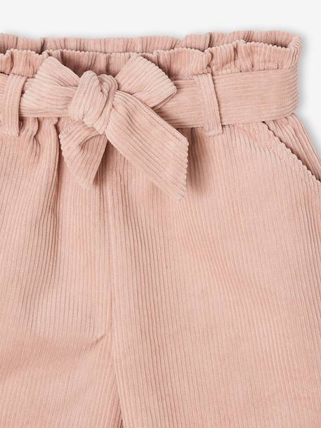 Girl's velvet paperbag shorts rosy 