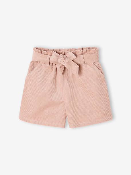 Girl's velvet paperbag shorts rosy 