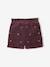 Girl's velvet shorts with embroidered sparkly heart detail plum 