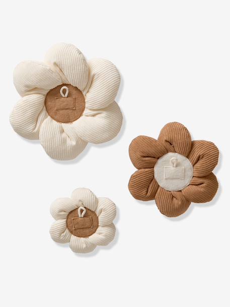 Set of 3 velvet flowers beige 