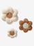 Set of 3 velvet flowers beige 