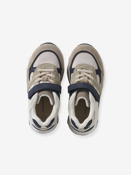 Trainers with elasticated laces and hook and loop fasteners for children, nursery collection ecru 